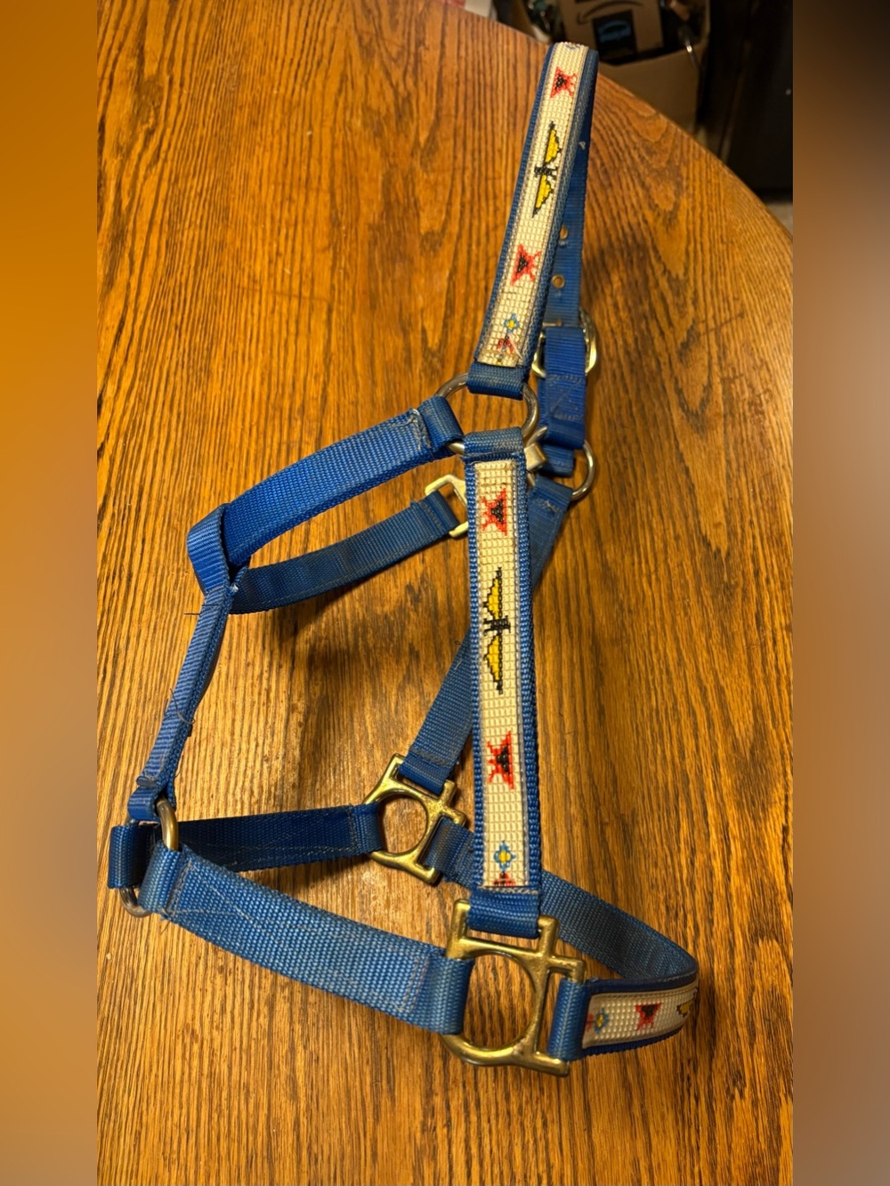 Horse Tack Ronmar Blue Nylon Aztec Design Horse Halter